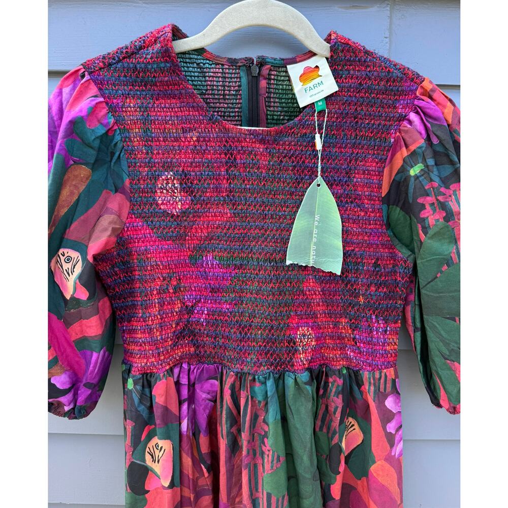 NWT FARM RIO Bird Flowers Midi Dress Medium M - Picture 7 of 9